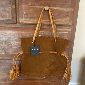 ABLE brown suede and leather Tote